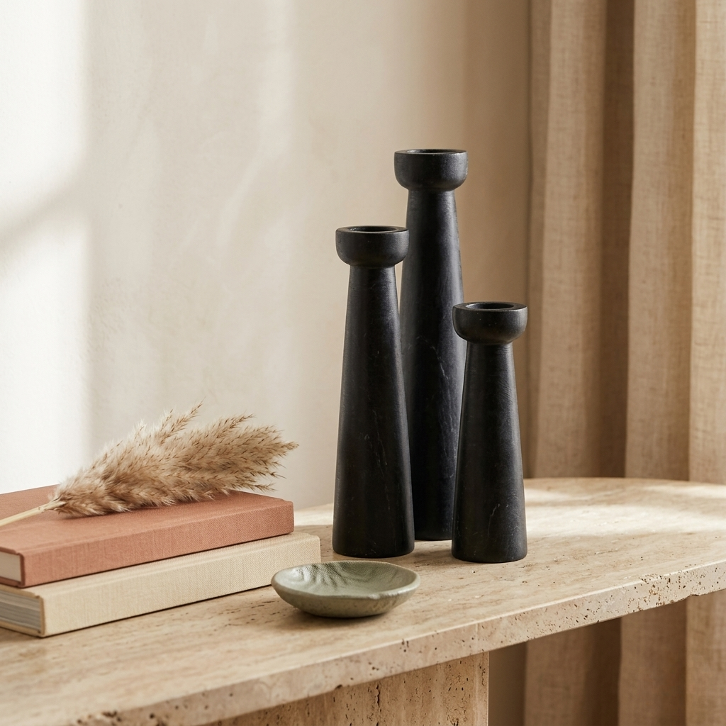 Large pillar candlesticks (Black)
