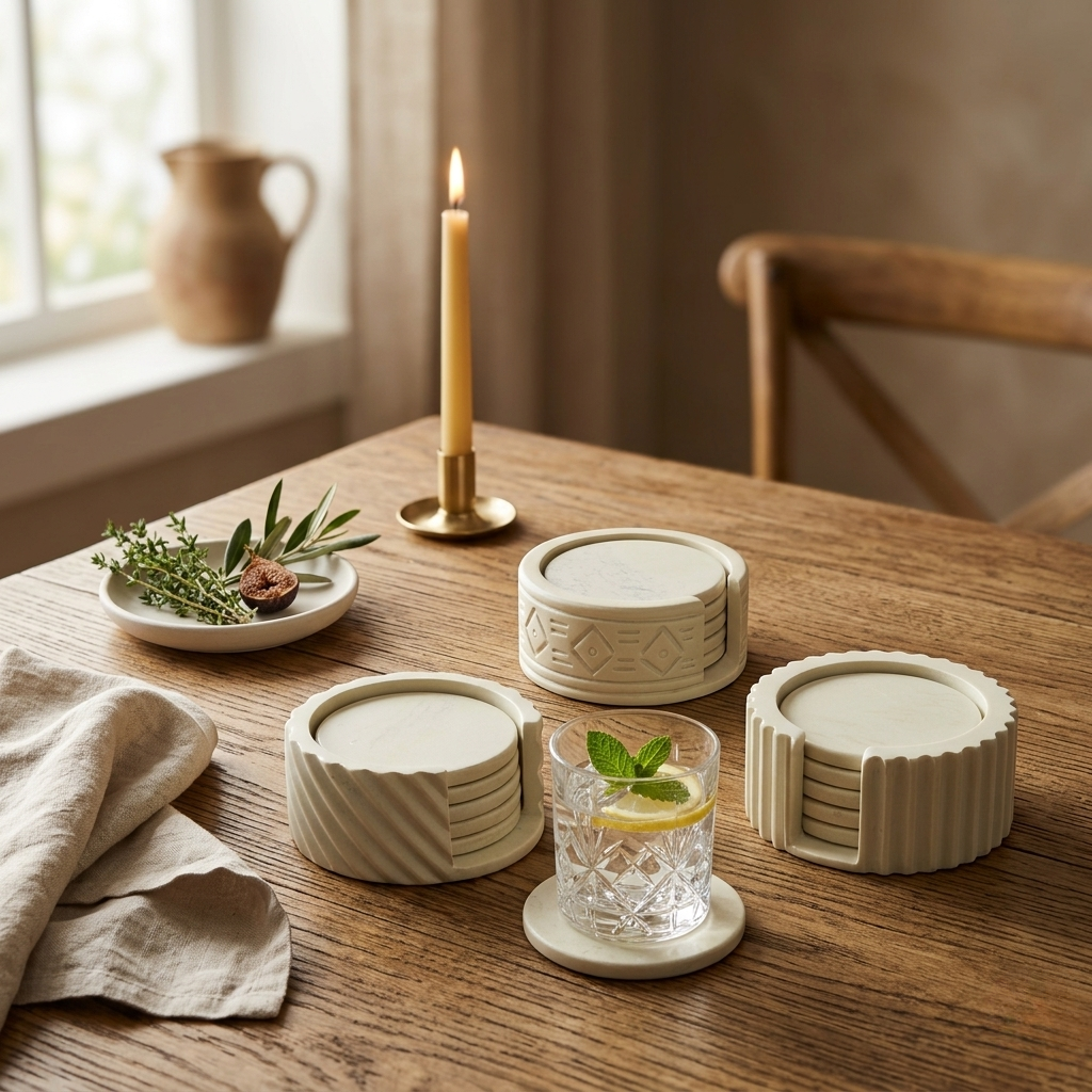 Patterned coaster sets