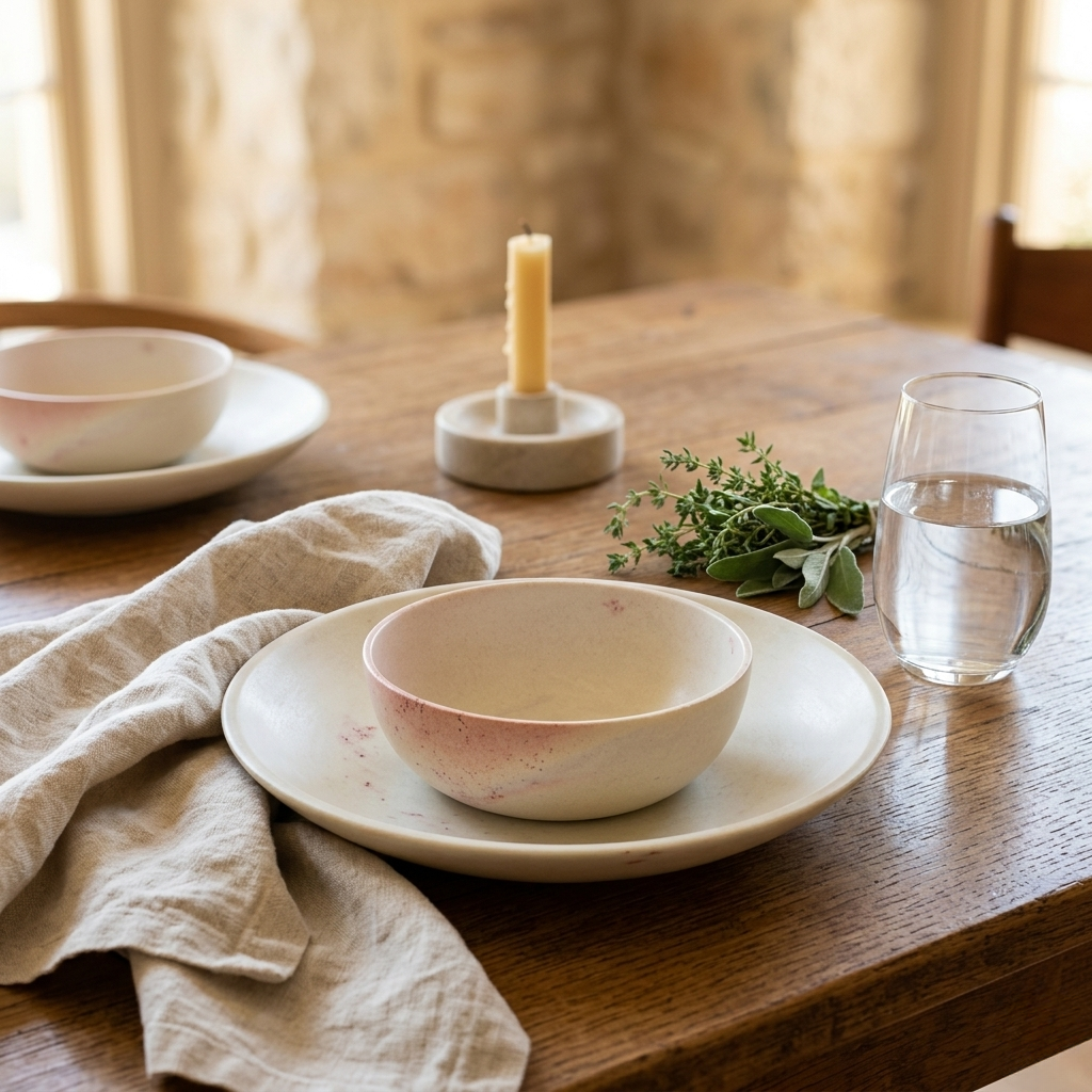 Plate & bowl set + Wooden cutlery