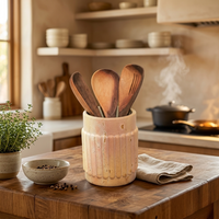 Ribbed utensil holder