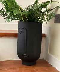 XLarge cute face black planter