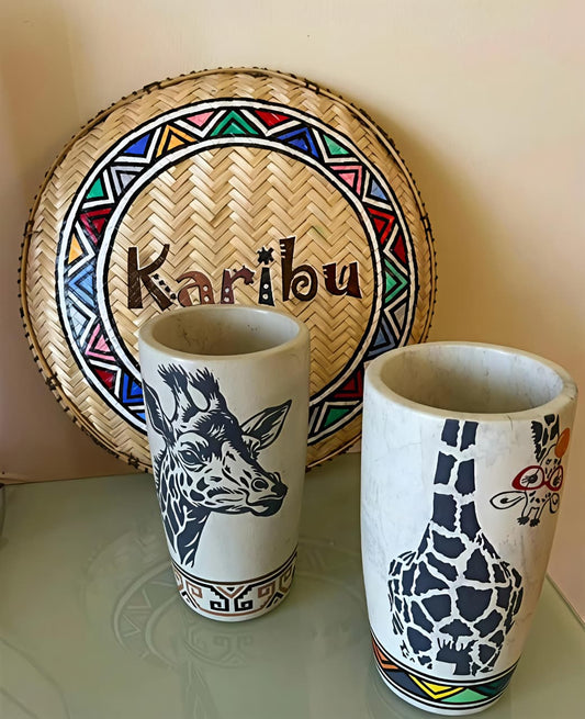 Handpainted giraffe jar