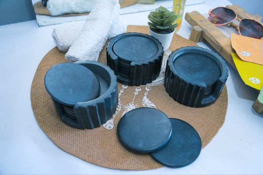 Pleated coaster set (Black Stone)