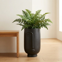 XLarge cute face black planter